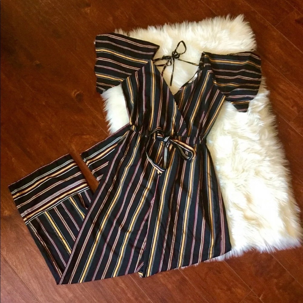 Black striped jumpsuit